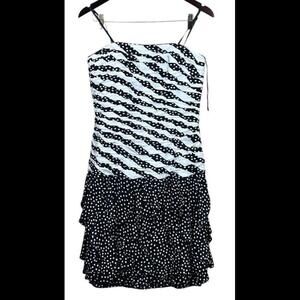 Lillie Rubin Dress Women's Size 12 Black‎ Polka Dot Lined 100% Silk Swing